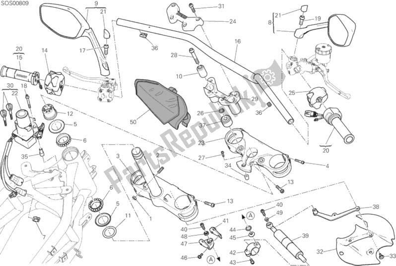 Alle onderdelen voor de Stuur van de Ducati Multistrada 1200 Enduro Touring 2017
